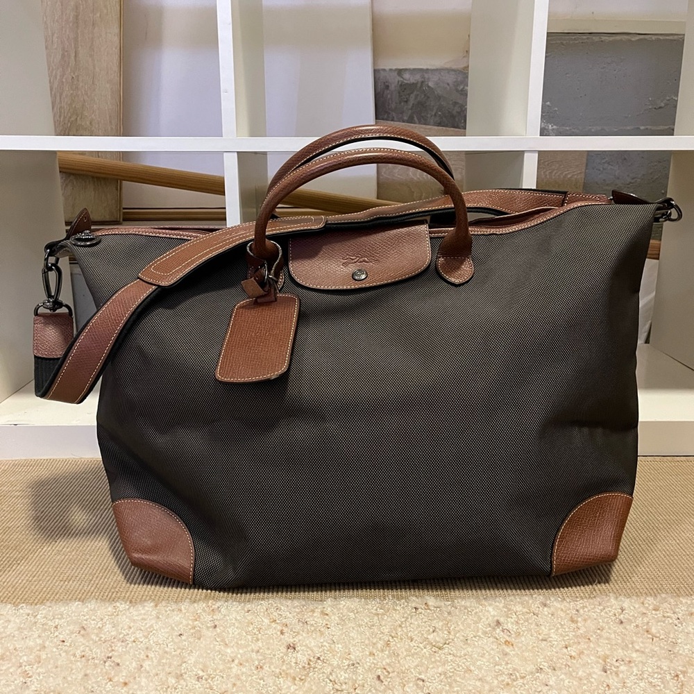 Longchamp Boxford XL Brown Canvas Travel Bag
